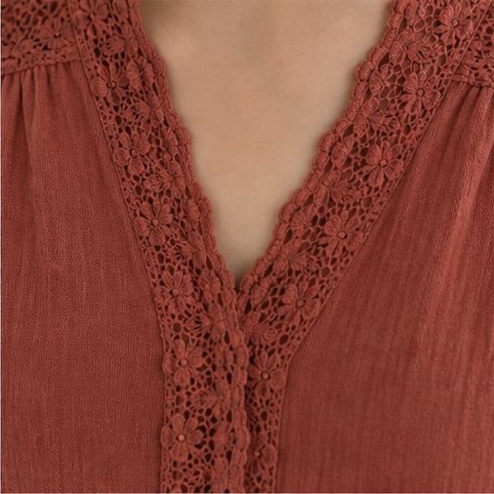 Rust Puff Sleeve Top - Picture 4 of 6